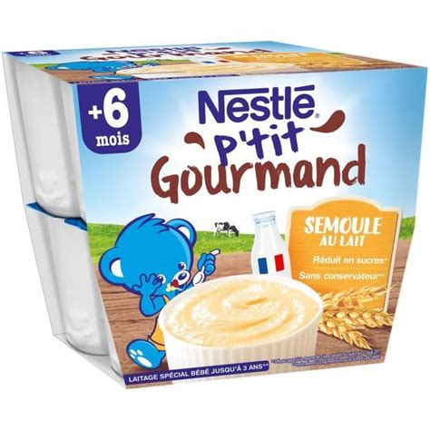 Nestle P Tit Gourmand Desserts B B Mois Semoule Au Lait Pots X