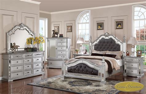 Abbyson chateau mirrored tufted 4 piece bedroom set. 6-pc Pamela Upholstered/Mirrored Queen Bedroom Set PAM-F ...