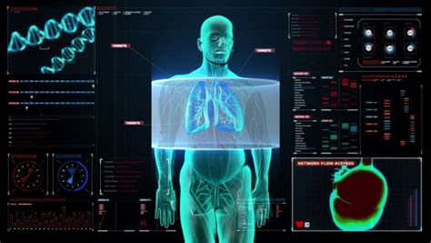 Scanning Body Rotating Human Lungs Pulmonary Diagnostics In Digital