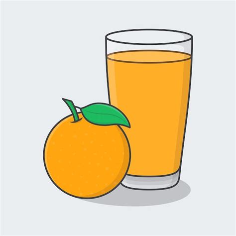 Jugo De Naranja Con Fruta En Vidrio Ilustración Vectorial De Dibujos