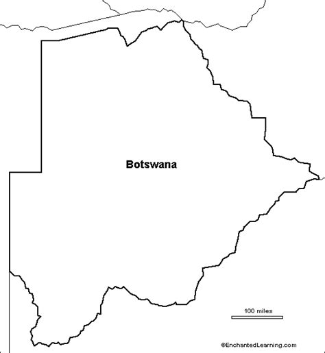 Outline Map Botswana Enchantedlearning Com