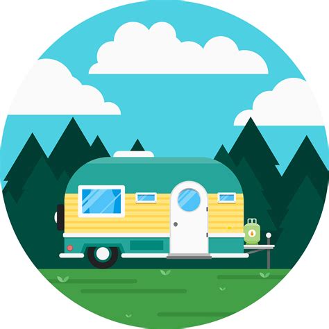 Caravan Recreational Vehicle Icon Cute Rv Cartoon Clipart Full Size