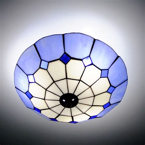 Tiffany Style Blue Stained Glass Lamp Shade Chandelier Ceiling Light