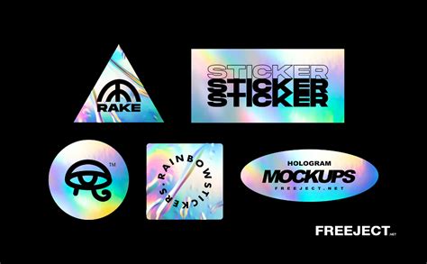 Free 5 Holographic Rainbow Foil Sticker Mockups Psd File Texture