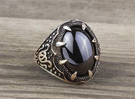 You might also find men's silver rings with signets denoting family lines. 925 K Sterling Silver Man Ring Black Onyx Gemstone 26.54 ...