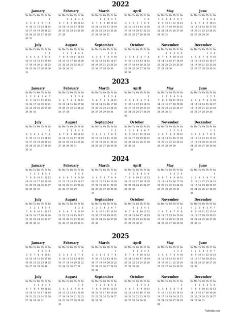 2022 2024 Three Year Calendar Free Printable Pdf Templates Images