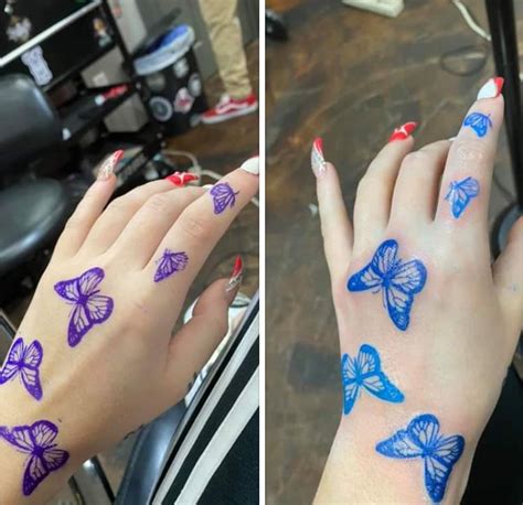 Butterfly Tattoo Blue Ink Tattoos Cute Tattoos For Women Hand