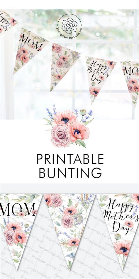 Mothers Day Bunting Printable Floral Banner For Etsy Happy Mothers