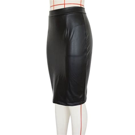 Women Faux Leather Pu High Waist Slim Sexy Package Hip Skirt Long Skirts For Female Women 2018