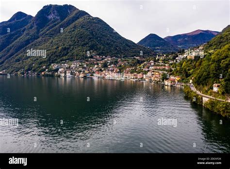 Aerial View Argegno On Lake Como Lombardy Italy Stock Photo Alamy