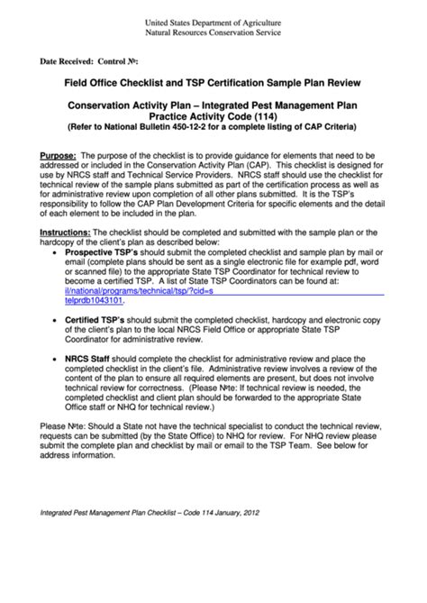 Fillable Integrated Pest Management Plan United States Department Of