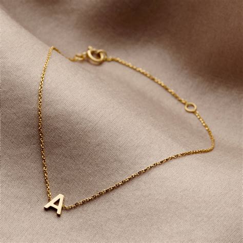 Petite 9ct Gold Initial Bracelet By Posh Totty Designs