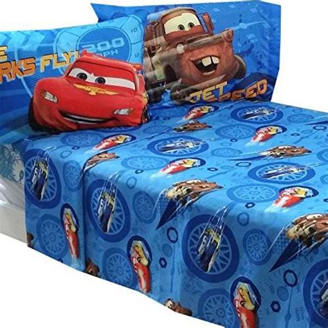 4pc Disney Cars Full Bed Sheet Set Lightning Mcqueen City Limits
