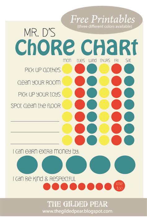 The Gilded Pear Chore Charts And Allowance