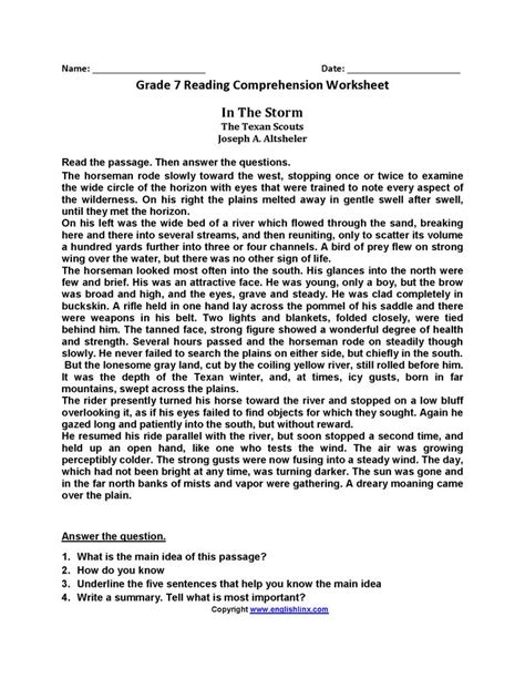 Grade 7 vocabulary worksheets to print: English Worksheets | Reading Worksheets | Reading ...