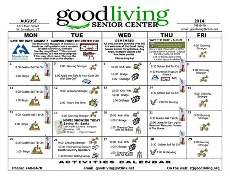Good Living Senior Center Monthly Newsletter
