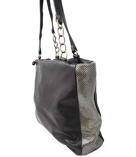Shop Laura B Milena Black Leather Shopper Bag