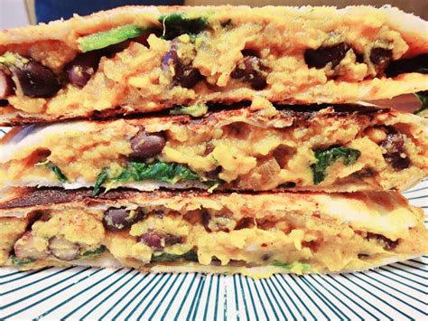 sweet potato and black bean and spinach quesadilla recipe whisk