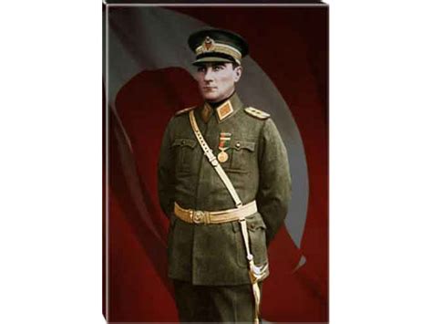 Ata Tablo Üniformalı Asker Atatürk Tablosu Renkli Bayraklı Atatürk