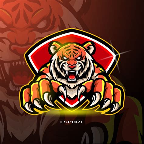 Tiger Mascot For Gaming Logo Premium Vector