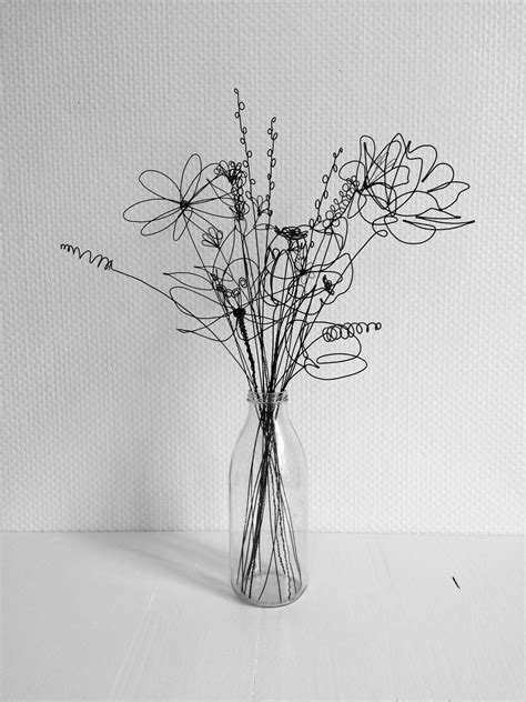 Bouquet 20 Fleurs 2d And 3d Fil De Fer Recuit Fleur Artificielle