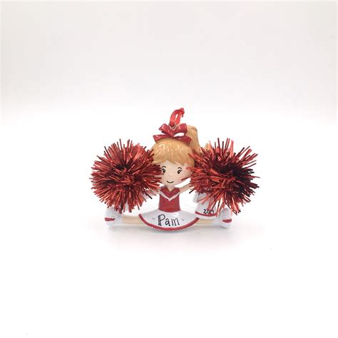 Cheerleader Christmas Ornament Cheerleading Ornament Red And Etsy Personalized Christmas