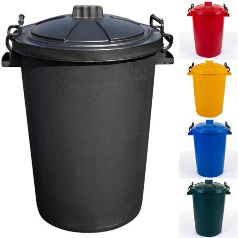 80l Outdoor Plastic Waste Bin Trash Can Rubbish Heavy Duty Coloured Uk