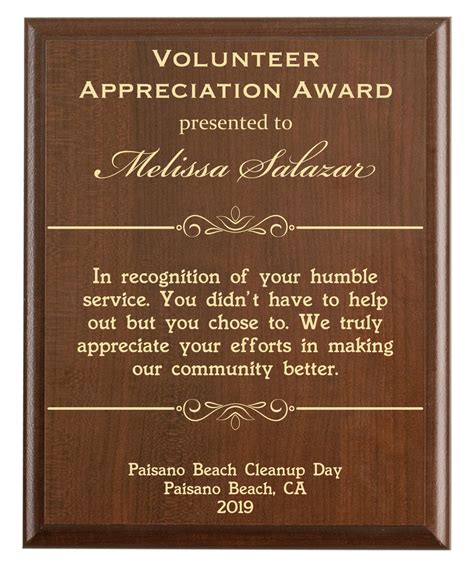 Volunteer Appreciation T Plaque Volunteering Service Etsy