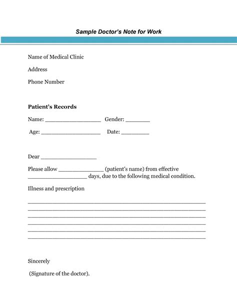 Printable Doctors Note For Work Free You Dont Have To Download It On