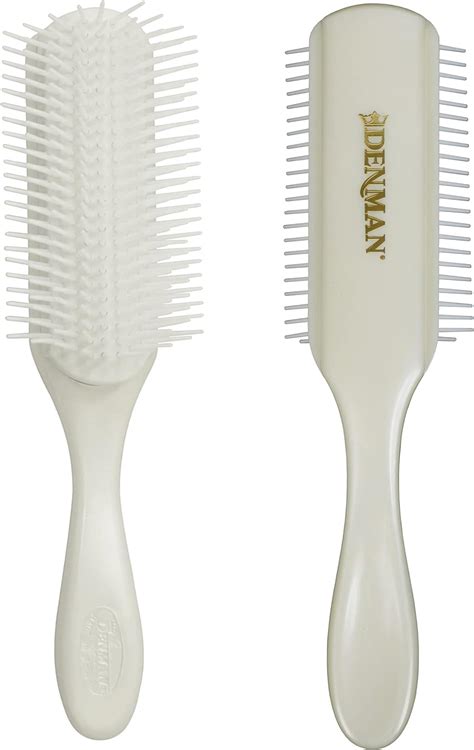 Denman Curly Hair Brush D4 White And Pearl Pins 9 Row Styling Brush For