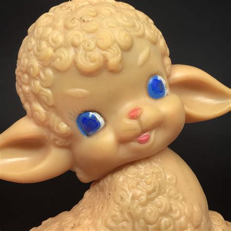 vintage rubber squeaky lamb toy etsy