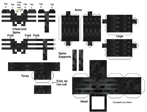 Papercraft Wither Skeleton Minecraft Crafts Minecraft Printables