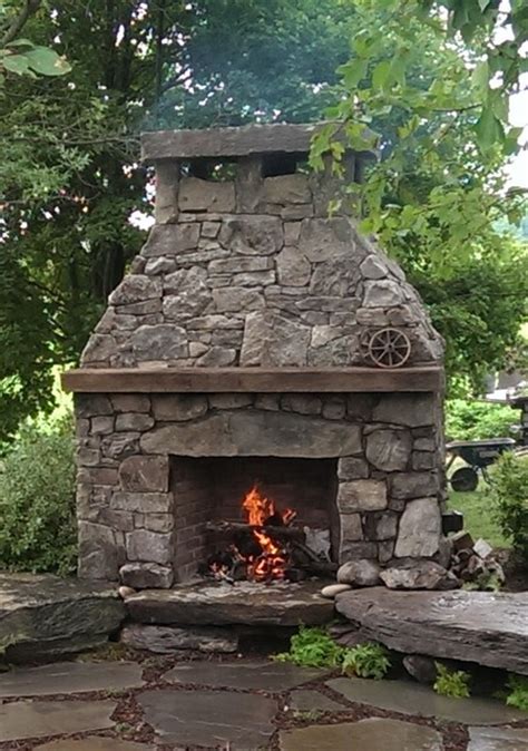 Rustic Outdoor Fireplace Farmhouse Landscape Baltimore By Poole