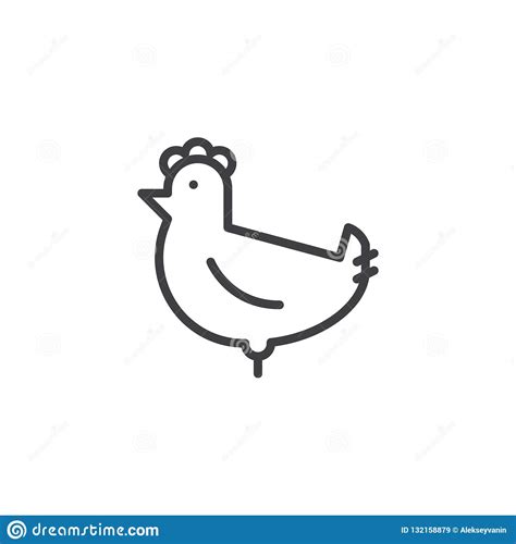 Chicken Outline Icon Stock Vector Illustration Of Pixel 132158879