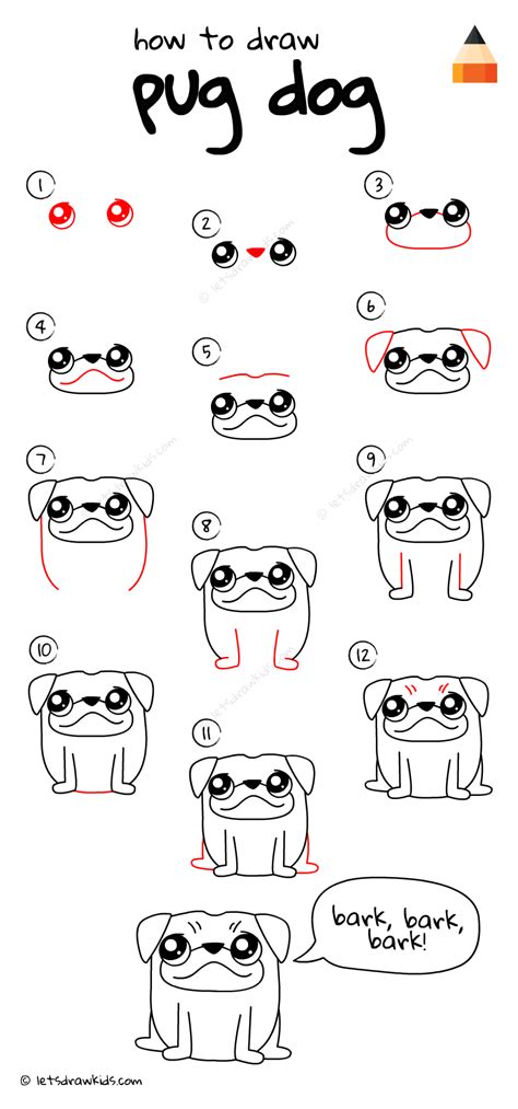 How To Draw Pug The Dog Easy Drawings Drawing Videos For Kids Drawings