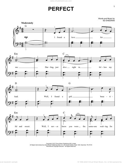 Sheeran Perfect Sheet Music For Piano Solo Pdf Interactive