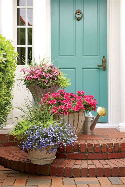 Romantic Stair Step Pots Front Porch Planter Ideas Front Door Plants