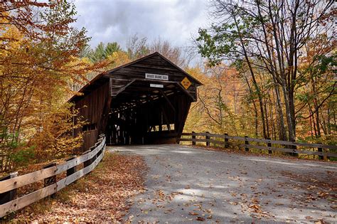 Fall Colors Over The Durgin Covered Bridge Photograph By