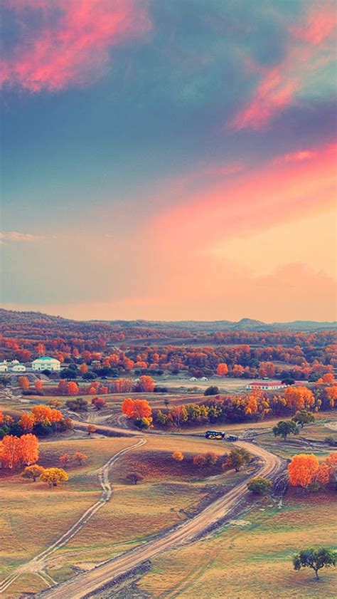 Autumn Clouds Sunset Trees Iphone 5s Wallpaper