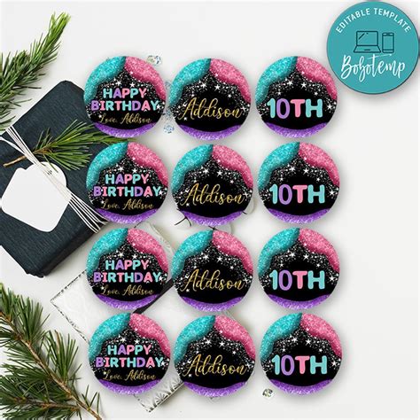 Glitter Slime Party Cupcake Toppers Printable Instant