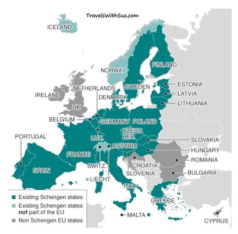 Schengen Countries In Europe Map United States Map