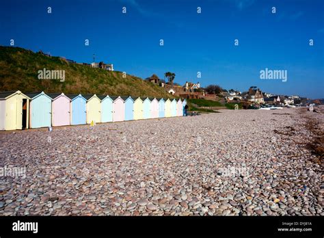 Colourful Beach Huts At Budleigh Salterton Devon England Uk Stock Photo Alamy
