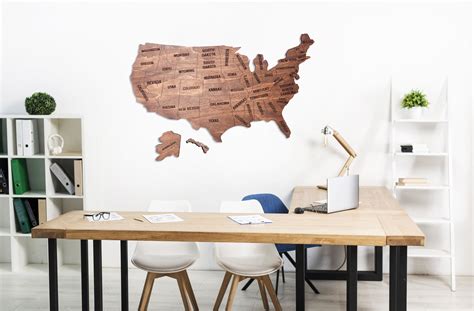 Wooden Map Usa Wood Map Of United States Large Wooden Wall Etsy