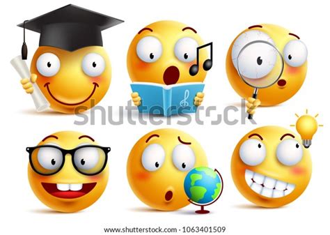 Smiley Face Student Vector Emoticons Set Stock Vector Royalty Free