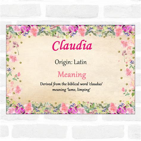 Claudia Personalised Name Meaning Certificate The Card Zoo