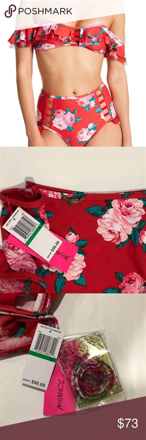 Nwt Betsey Johnson Bikini Red Floral Bikini Betsey Johnson Bikinis