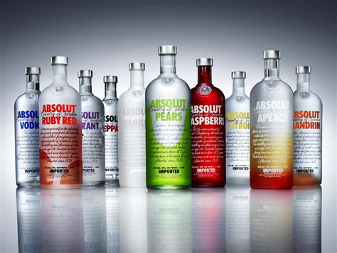 Wallpaper Bottles Reflection Drink Alcohol Whisky Brand Absolut