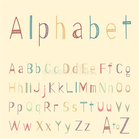 Funny Hand Drawn Latin Alphabet Letters Sketch Stock Vector