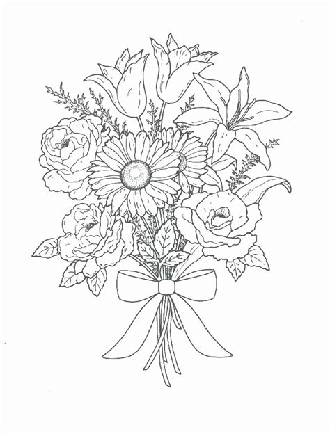 Flower Bouquet Coloring Page Awesome Bouquet Flowers Coloring Pages For