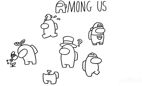 Among Us Characters Coloring Page - Free Printable Coloring Pages for Kids